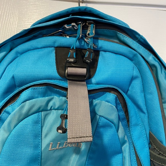 L.L.Bean Turbo Transit Deluxe Daypack Backpack Aqua Blue Gray - Picture 3 of 11